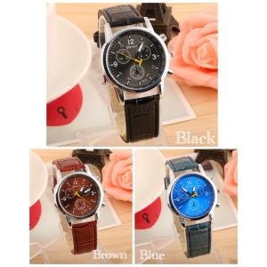 2 腕時計　時計　メンズ　 高品質　レザーベルト　レザー　革　ベルト アナログ　クォーツ　ウォッチ 軽量   ブラック ブラウン ブルー　人気　ブランド　