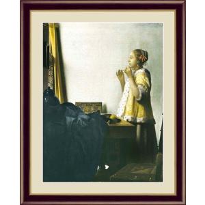 世界の名画　油絵　真珠のネックレスを持つ少女　ヨハネス フェルメール　F4　42×34cm　手彩仕上 高精細巧芸美術画｜t-and-a