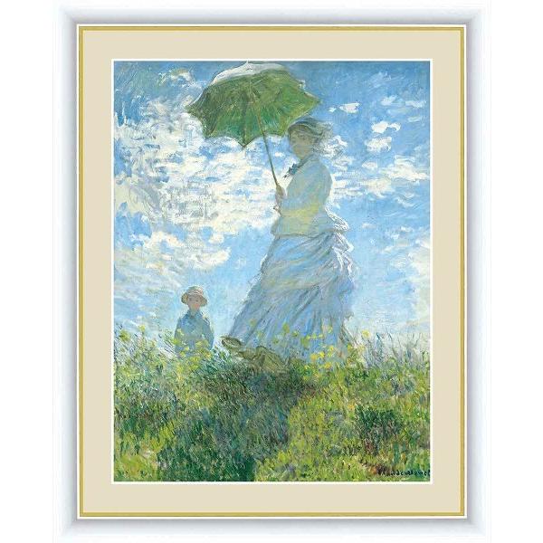 世界の名画　油絵　散歩、日傘をさす女性　モネ　F6　52×42cm　手彩仕上 高精細巧芸美術画　爆買