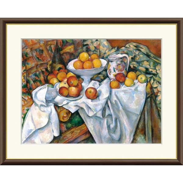 世界の名画　油絵　林檎とオレンジ　セザンヌ　F8　61×49.5cm　手彩仕上 高精細巧芸美術画