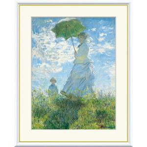 世界の名画 油絵 散歩、日傘をさす女性 モネ F6 52×42cm 手彩