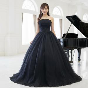 カラードレス 黒 演奏会 コンサート ブラック 発表会 ロングドレス
