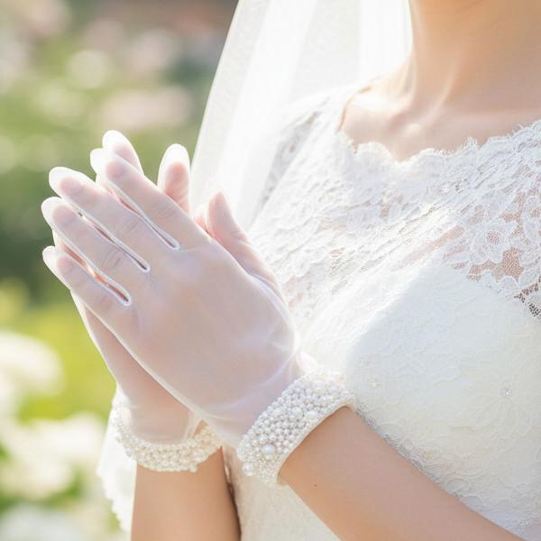 即日発送 人気 ウェディンググローブ ウエディンググローブ 白 結婚式 手袋 花嫁  パールビース ...
