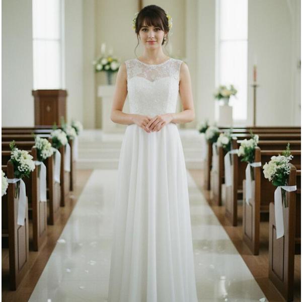 ウエディングドレス 結婚式 前撮り ウェディングドレス 白 Aライン スレンダーパーティドレス 演奏...