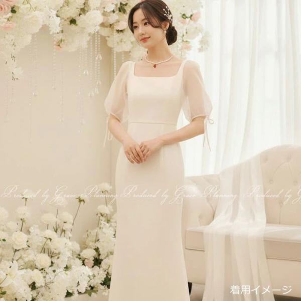 ウェディングドレス ウエディングドレス 結婚式　袖あり 半袖 白 二次会 花嫁 格安  ワンピース ...