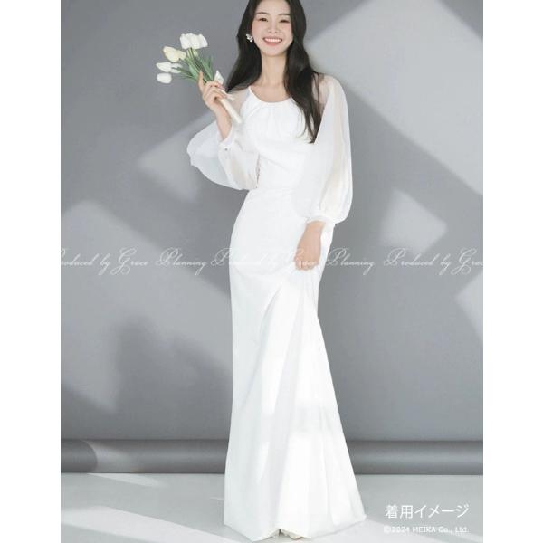ウェディングドレス ウエディングドレス 結婚式　前撮り スレンダー 袖付き 長袖  結婚式 二次会 ...