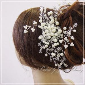 ヘッドドレス 髪飾り ティアラ ウェディング パール ビーズ ヘアアクセサリー 結婚式 前撮り 二次会 花嫁 パーティ シルバー ブライダル 成人式 hd1714