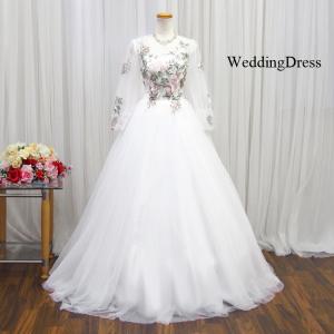 在庫処分　ウエディングドレス ウェディングドレス 袖あり 白 結婚式 二次会 安い 演奏会 ロングドレス 花嫁 プリンセスライン wd32025
