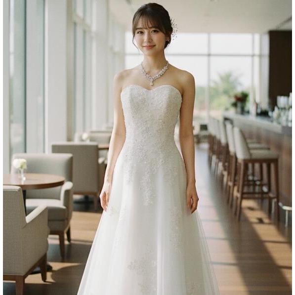 ウェディングドレス ウエディングドレス 白 結婚式 前撮り 挙式 海外挙式 Ａラインドレス 5号7号...