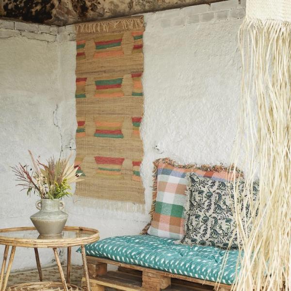 Madam Stoltz Handwoven Jute Runner コットン 麻 ラグ  長方形 ...