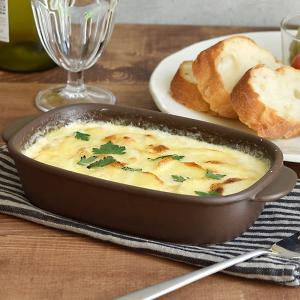 グラタン皿 長角グラタン皿　直火OK　チョコブラウン　カフェ風グラタン皿 直火対応 家庭用オーブン対応 オーブンウェア おうちカフェ 直火 日本製 爆買