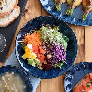 深皿（19.5cm）窯変紺 しのぎ minoruba(ミノルバ) プレート