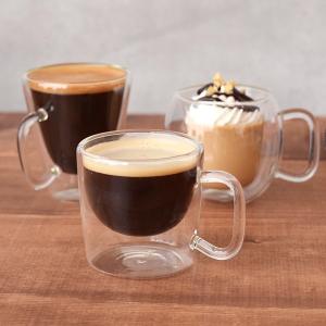 デミタスコーヒーカップ　ダブルウォール　二重構造　耐熱ガラスマグカップ