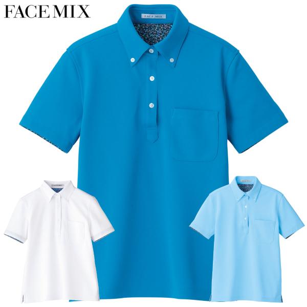 レディス吸水速乾ポロシャツ(花柄A) FB4018L S〜3L 女性用 FACEMIX フェイスミッ...