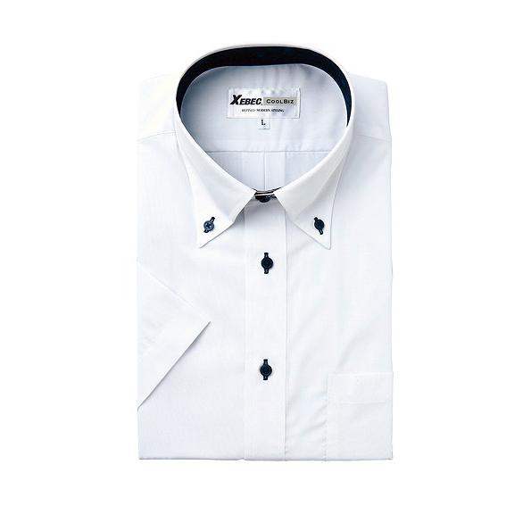半袖ボタンダウンシャツ 15057-32 ジーベック XEBEC メンズ 夏用 白 S〜4L