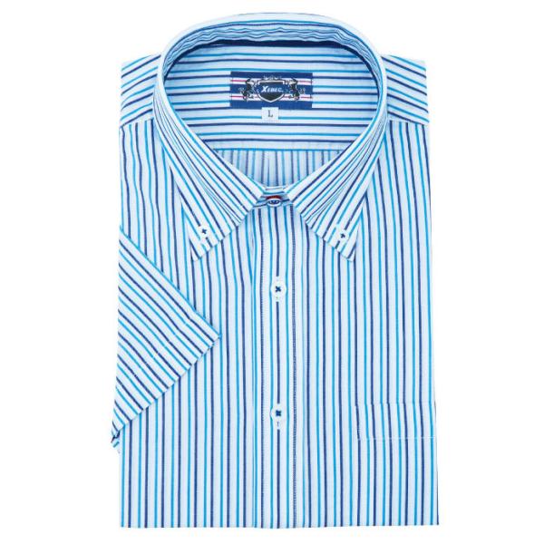 半袖ボタンダウンシャツ 15062-40 ジーベック XEBEC メンズ 夏用 ブルー S〜4L