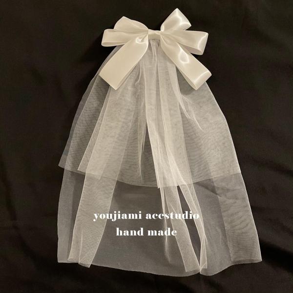 リボンベール ヴェール ショートベール ウェディング 花嫁 結婚式 小物 ちょう結び