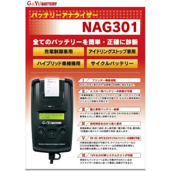 【すべてのバッテリーを簡単・正確に診断】G&amp;Yu BATTERY バッテリーアナライザー　NAG30...