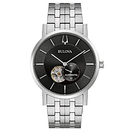 Bulova メンズ 腕時計 シルバートーン/ブラックダイヤル。