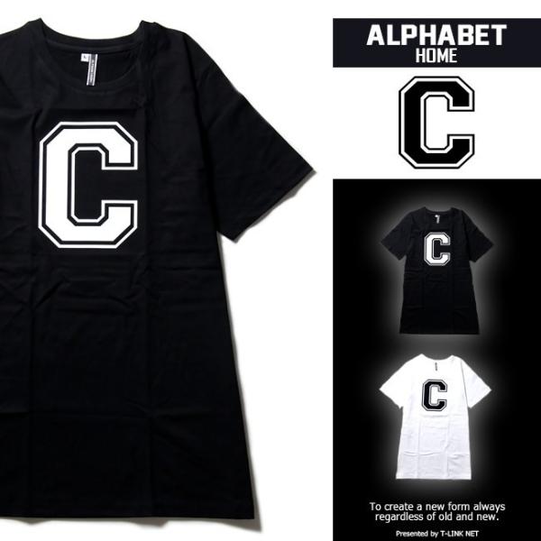 アルファベットTシャツ デザインB S M L XLサイズ 黒色 白色