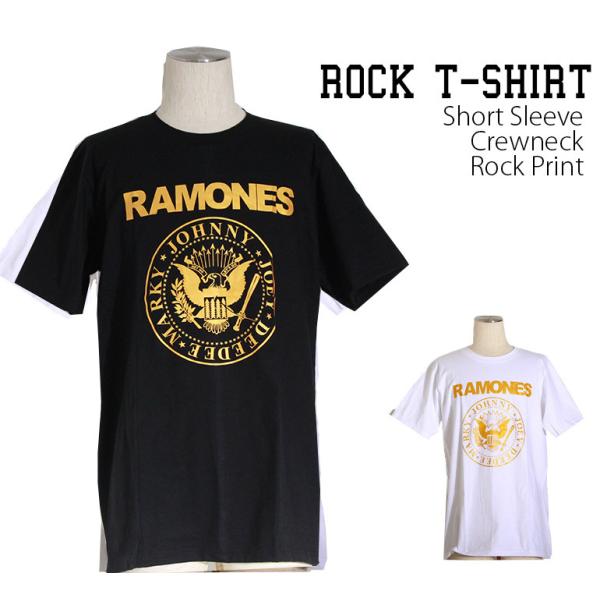 ロックtシャツ バンドtシャツ パンク Ramones ラモーンズ 金色 鷹ロゴ メンズ レディース...