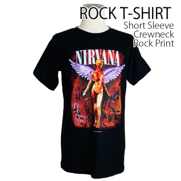 ロックTシャツ バンドTシャツ パンク Nirvana ニルヴァーナ シンプルロゴ メンズ レディー...