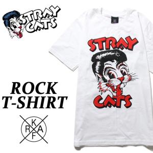 ロックTシャツ バンドTシャツ パンク メンズ レディース Stray Cats Tシャツ ストレイキャッツ 半袖 ミュージック ブラック 黒 コットン 綿 100% M Lサイズ｜t-link