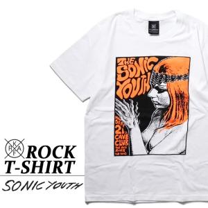 ロックTシャツ バンドTシャツ パンク メンズ レディース Sonic Youth Tシャツ ソニックユース 半袖 ミュージック ホワイト 白 コットン 綿 100% M L XLサイズ｜t-link