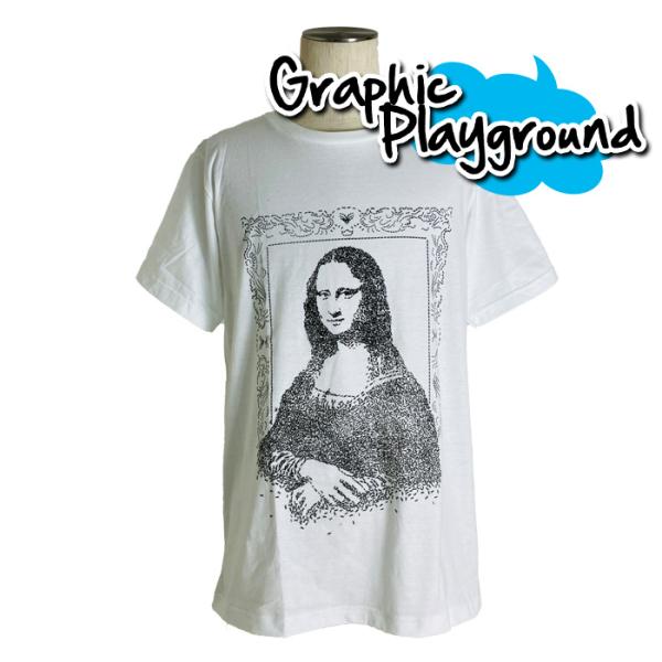 おもしろtシャツ パロディtシャツ メンズ 笑えるTシャツ アリで描かれたモナリザ S,M,L,XL...