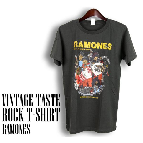 ヴィンテージロックTシャツ バンドTシャツ パンク RAMONES ラモーンズ 大きいサイズ 綿 黒...