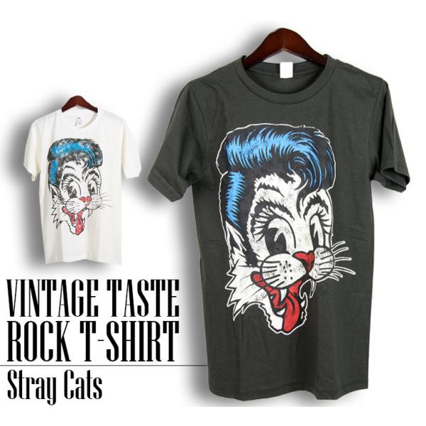 爆買 ヴィンテージロックtシャツ バンドtシャツ パンク ストレイ キャッツ リーゼントキャットロゴ...