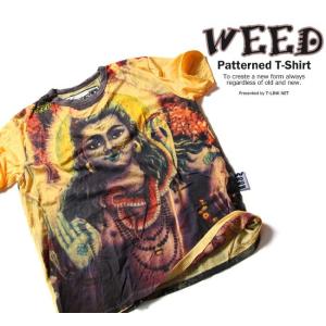 WEED シワ加工 和柄 デザインTシャツ BUDDHA 菩薩