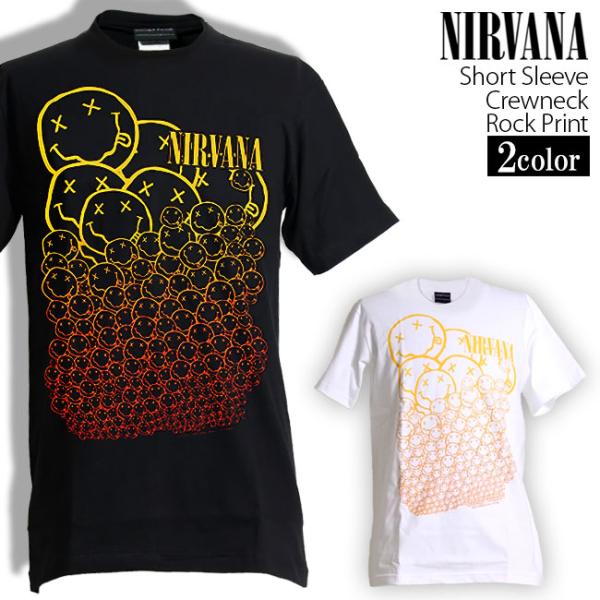 ロックtシャツ バンドtシャツ パンク Nirvana ニルヴァーナ スマイル大集合 メンズ レディ...