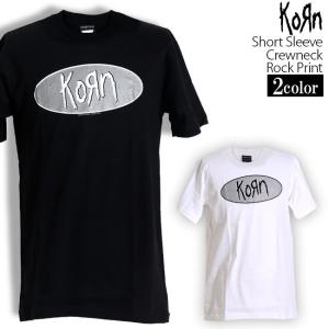 ロックtシャツ バンドtシャツ パンク KORN コーン サークルロゴ メンズ レディース Mサイズ Lサイズ XLサイズ 黒色 白色 ストリート系｜t-link