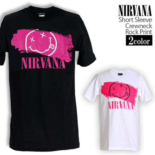ロックtシャツ バンドtシャツ パンク ニルヴァーナ NIRVANA ペンキロゴ メンズ レディース...
