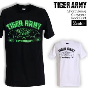 ロックtシャツ バンドtシャツ パンク TIGER ARMY タイガー アーミー コウモリイラスト Mサイズ Lサイズ 黒色 白色