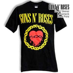 ロックtシャツ バンドtシャツ パンク Guns N' Roses ガンズ アンド ローゼス ハート メンズ レディース Mサイズ Lサイズ XLサイズ 黒色 白色 ストリート系｜t-link