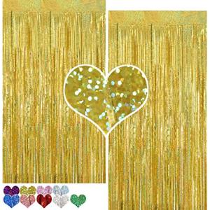 2個セット Augsion スパークリング カーテン 華やかな金属感 クリスマス 小道具 誕生日 写真背景 デコレーション イベントの装飾