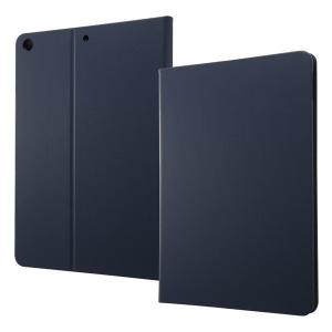 iPad 第9世代 2021年 10.2インチ 第8世代 2020年 第7世代 2019年 カバー ケース 手帳型 レザー 革 保護 シンプル スタンド機能 軽い スリム 薄型 薄い ネイビー｜t-mall-tfn