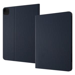 iPad Pro 第4世代 ケース 11インチ 2022年モデル 第3世代 第2世代 カバー 手帳型 レザー 革 保護 シンプル スタンド機能 軽い スリム 薄型 ネイビー｜t-mall-tfn