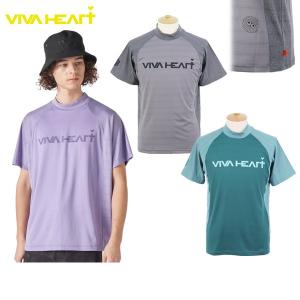 サイズ：50 VIVA HEART ビバハート 011-29444 半袖ポロシャツ ボーダー柄 グレー系 [240101475954] ゴルフウェア メンズ ストスト サイズ：50 VIVA HEART ビバハート 011-29444 半袖ポロシャツ