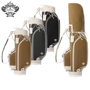 即日発送 マルボンゴルフ キャディバッグ キャスター付き Malbon 茶色CC マルボン Malbon Golf ゴルフバッグ キャディバッグ PU