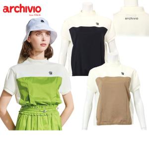 サイズ：36 ARCHIVIO アルチビオ A659344 ハイネック ノースリーブTシャツ  ホワイト系 [240001195280] ゴルフウェア レディース ストスト archivio ARCHIVIO アルチビオ ハイネック ノースリーブ Tシャツ