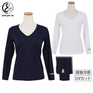 サイズ：M AND PER SE アンパスィ  ハイネック 長袖Tシャツ ボーダー柄 ピンク系 [240101429274] ゴルフウェア レディース ストスト サイズ：M AND PER SE アンパスィ ハイネック 長袖Tシャツ