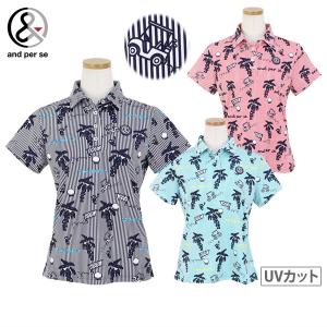 サイズ：M AND PER SE アンパスィ  ハイネック 長袖Tシャツ ボーダー柄 ピンク系 [240101429274] ゴルフウェア レディース ストスト 新品】AND PER SE アンパスィ ハイネック 長袖Tシャツ ボーダー