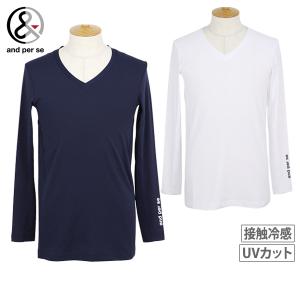 AND PER SE アンパスィ ハーフジップ 半袖Tシャツ ホワイト系 L