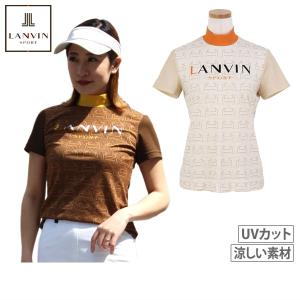 LANVIN SPORT ノースリーブ40 美品 LANVIN SPORT ストライプ柄モックネックノースリーブシャツ