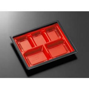 弁当容器 使い捨て CT WF 22I-27 赤黒-BK 50枚本体蓋セット