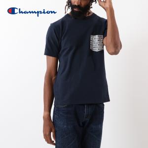 Tシャツ メンズ 半袖 Champion チャンピオン 9.4オンス リバースウィーブポケットTシャツ C3-R313 総柄プリント メンズ レディース ユニセックス 胸ポケット｜t-shirtst