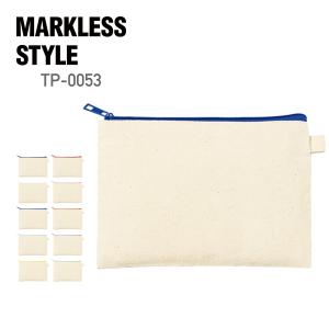 バッグ 無地 MARKLESS STYLE マークレススタイル カラーファスナーキャンバスフラットポーチ（S） TP-0053 男女兼用 収納 整理 整頓 小物入れ メイクポーチ